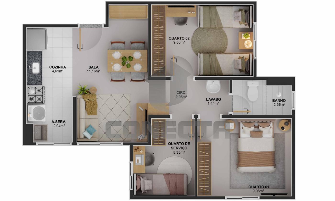 Apartamento à venda com 2 quartos, 45m² - Foto 9